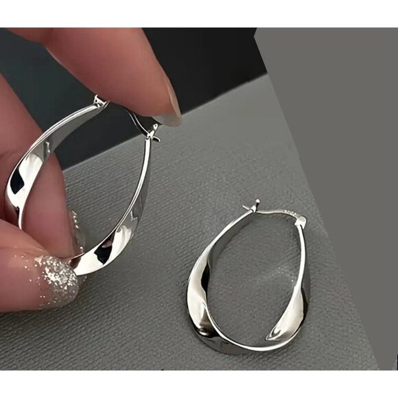 Sterling Silver Hoop Earrings - Picture 1 of 4